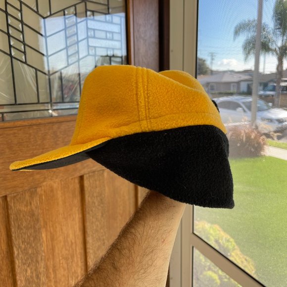 LL Bean Fleece Polartec Cap Hat Ear Flap Made in USA Mens Size S/M Yellow - Picture 5 of 8